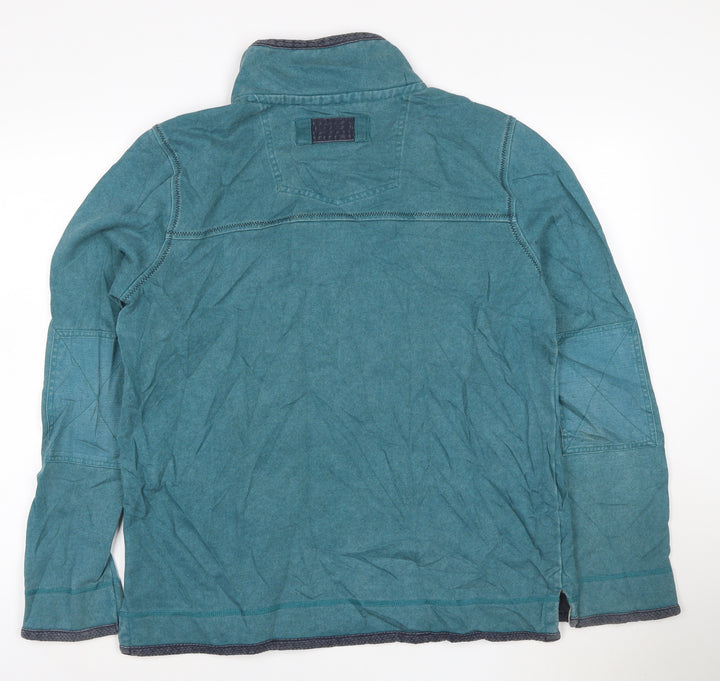 FatFace Men's Blue 1/4 Zip Cotton Henley Sweatshirt Size M