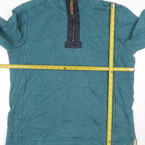 FatFace Men's Blue 1/4 Zip Cotton Henley Sweatshirt Size M