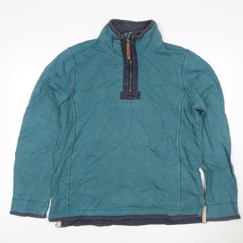 FatFace Men's Blue 1/4 Zip Cotton Henley Sweatshirt Size M