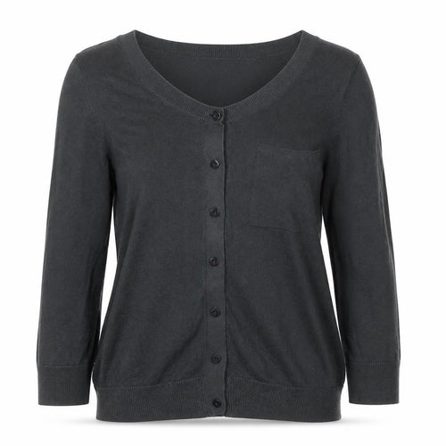 Gap Women’s Grey Cotton Cardigan M V-Neck 3/4 Sleeve Lightweight Knit