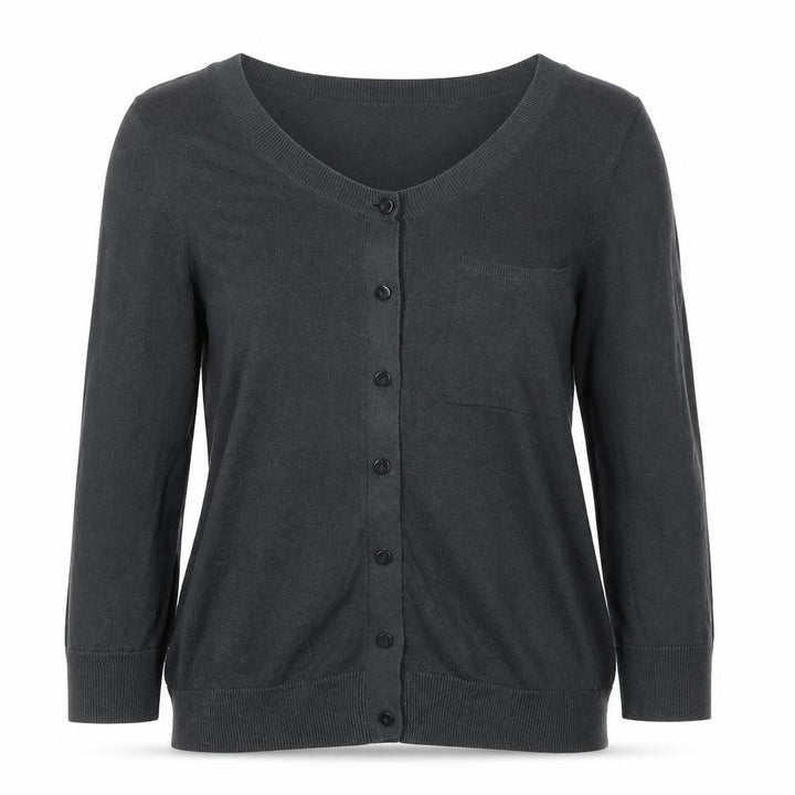 Gap Women’s Grey Cotton Cardigan M V-Neck 3/4 Sleeve Lightweight Knit