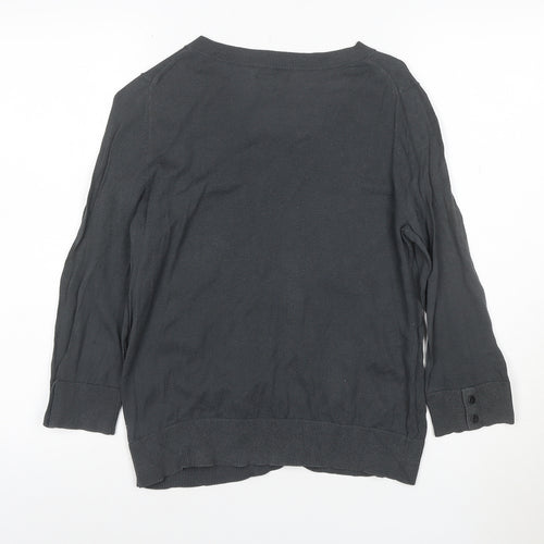 Gap Women’s Grey Cotton Cardigan M V-Neck 3/4 Sleeve Lightweight Knit
