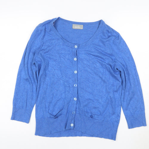 Wallis Womens Blue Size 14 Lightweight Knit Cardigan