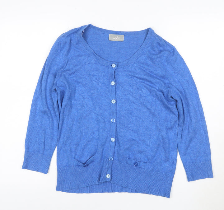 Wallis Womens Blue Size 14 Lightweight Knit Cardigan