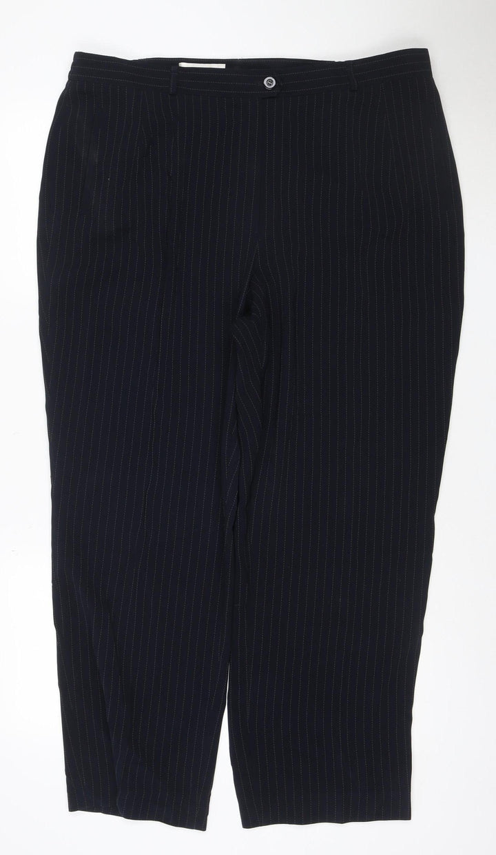 Gerry Weber Womens Navy Pinstripe Straight Leg Trousers UK 16