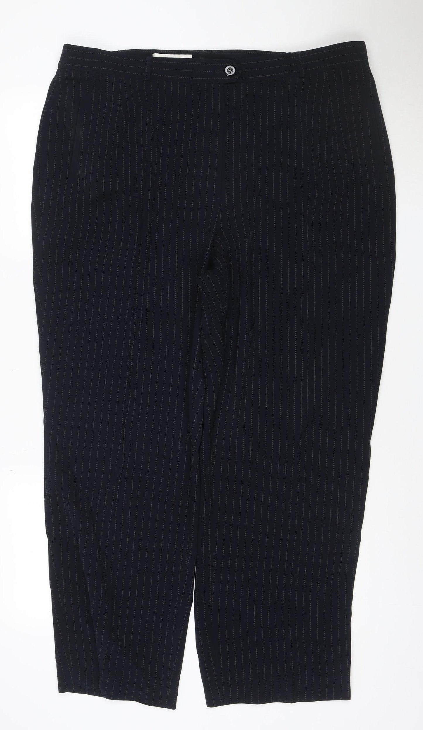 Gerry Weber Womens Navy Pinstripe Straight Leg Trousers UK 16