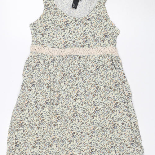 H&M Women's Multicoloured Floral A-Line Sleeveless Cotton Dress Size 8