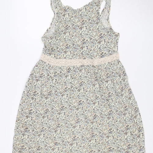 H&M Women's Multicoloured Floral A-Line Sleeveless Cotton Dress Size 8