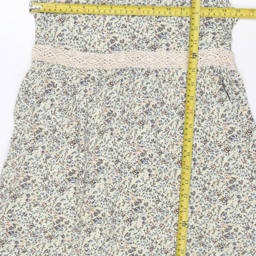 H&M Women's Multicoloured Floral A-Line Sleeveless Cotton Dress Size 8