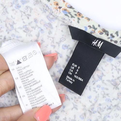 H&M Women's Multicoloured Floral A-Line Sleeveless Cotton Dress Size 8
