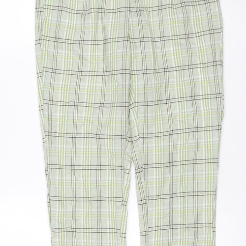 Stradivarius Women Green Check Tapered Jogger Trousers M