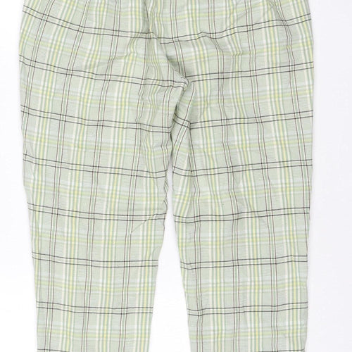 Stradivarius Women Green Check Tapered Jogger Trousers M
