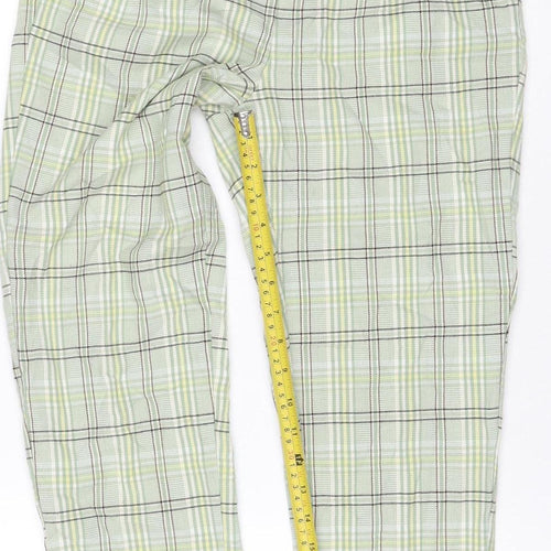 Stradivarius Women Green Check Tapered Jogger Trousers M