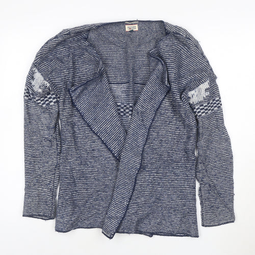 Tommy Hilfiger Women's Blue Striped Open Knit Cardigan Medium