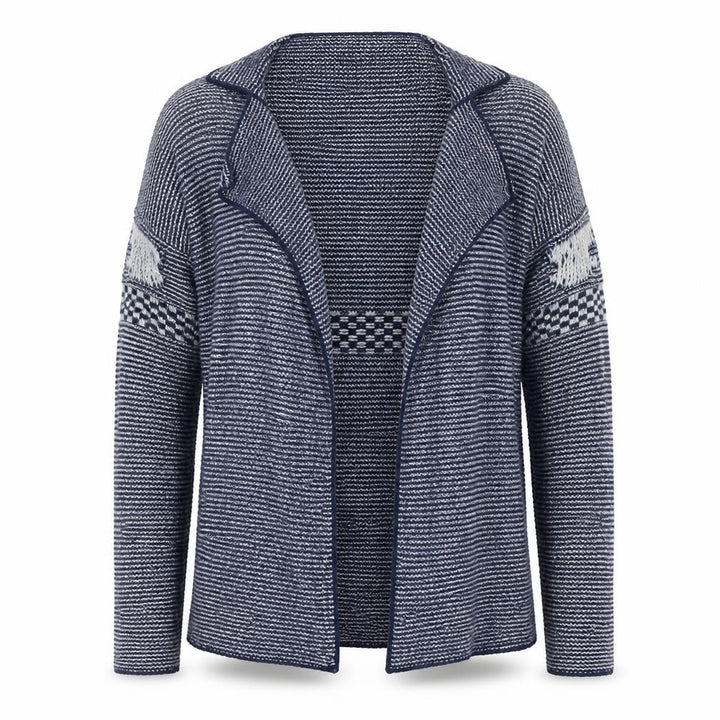 Tommy Hilfiger Women's Blue Striped Open Knit Cardigan Medium