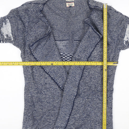 Tommy Hilfiger Women's Blue Striped Open Knit Cardigan Medium