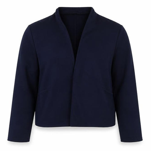 Quiz Women's Navy Blue Cropped Suit Jacket Size 14 Polyester Blend
