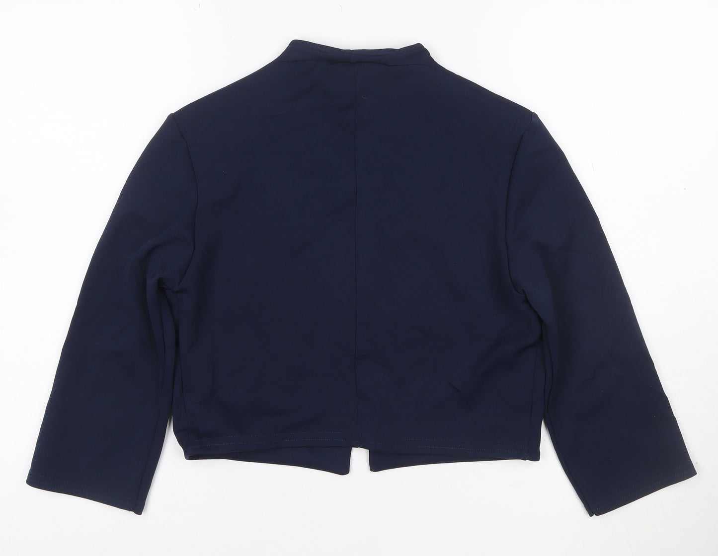 Quiz Women's Navy Blue Cropped Suit Jacket Size 14 Polyester Blend