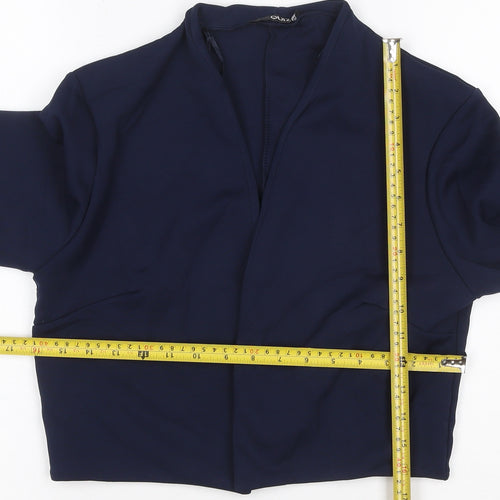 Quiz Women's Navy Blue Cropped Suit Jacket Size 14 Polyester Blend