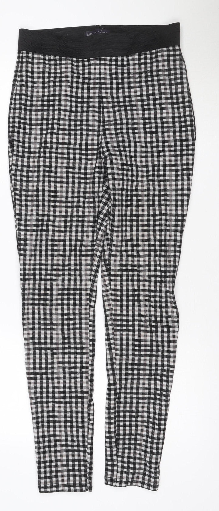 Marks and Spencer Women's Black Check Leggings Size 12 Long