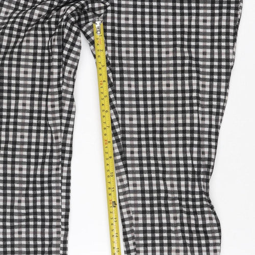 Marks and Spencer Women's Black Check Leggings Size 12 Long