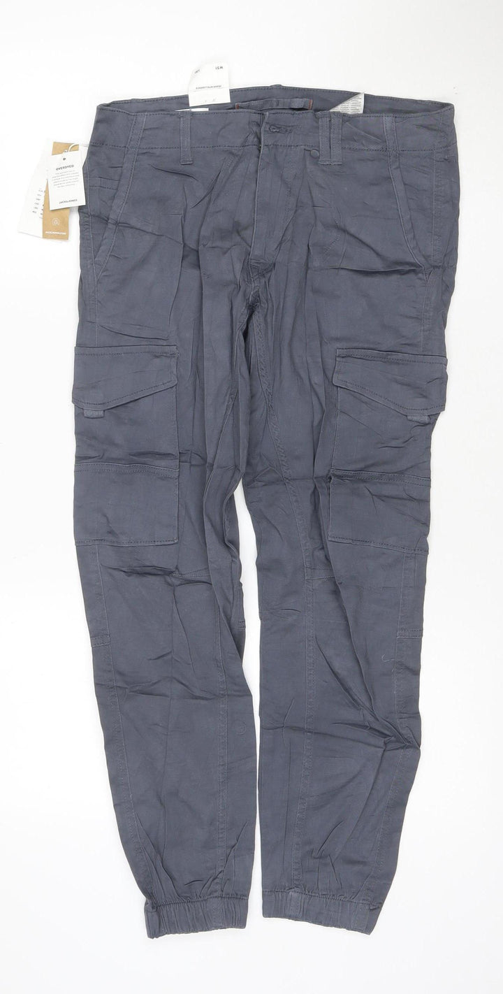 Jack & Jones Men's Grey Tapered Paul Cargo Jeans W31 L30