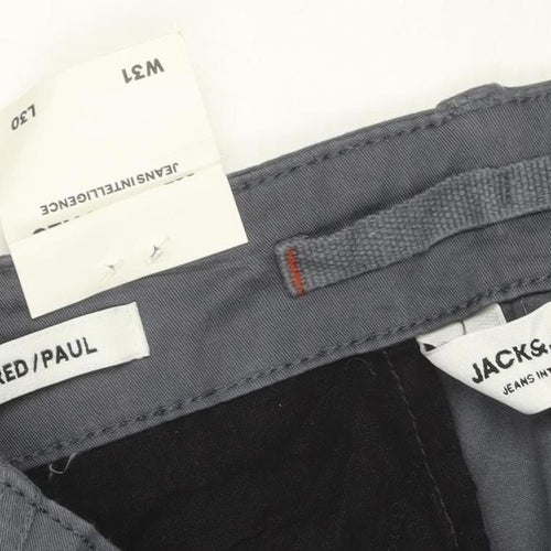 Jack & Jones Men's Grey Tapered Paul Cargo Jeans W31 L30
