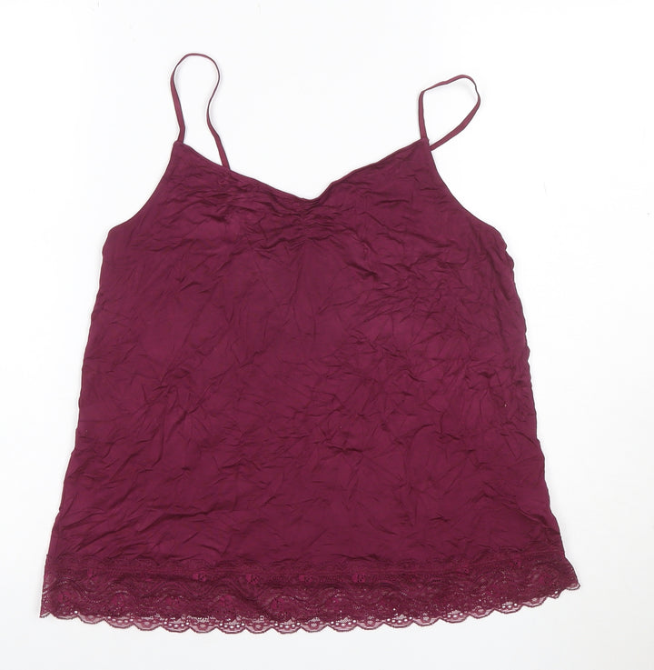 Patra Women Purple Lace Trim Modal Camisole Tank Top M