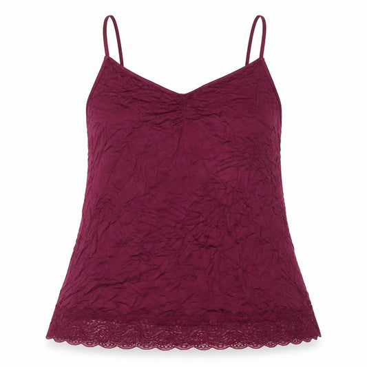 Front view of Patra Women Purple Lace Trim Modal Camisole Tank Top M
