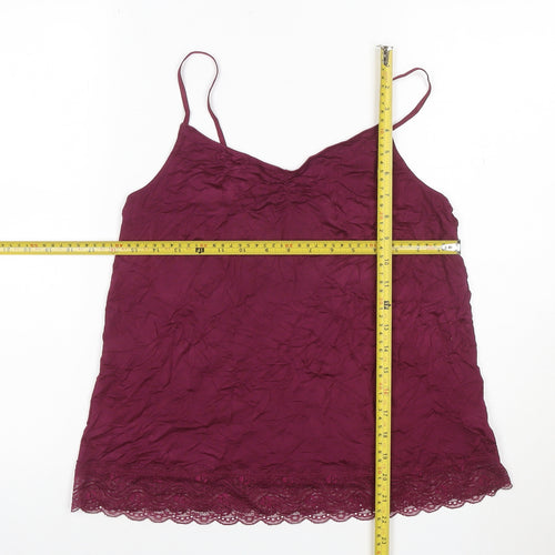 Patra Women Purple Lace Trim Modal Camisole Tank Top M