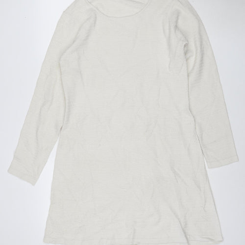 Mountain Warehouse Women Ivory Knit Shift Dress Size 14 Long Sleeve