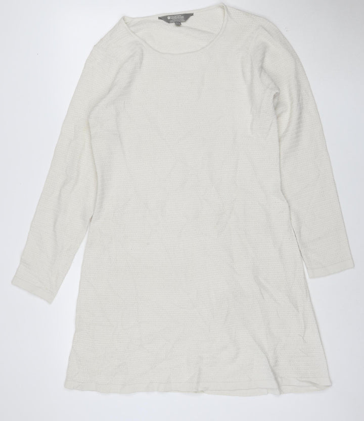 Mountain Warehouse Women Ivory Knit Shift Dress Size 14 Long Sleeve