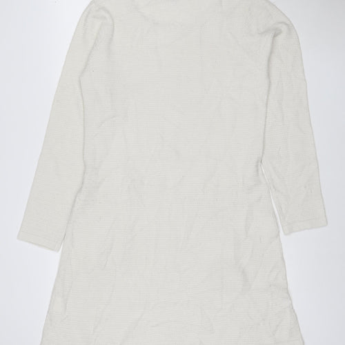 Mountain Warehouse Women Ivory Knit Shift Dress Size 14 Long Sleeve
