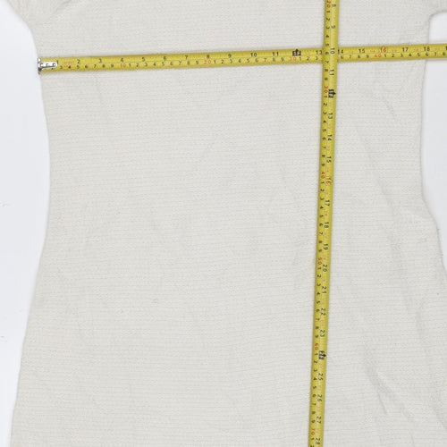 Mountain Warehouse Women Ivory Knit Shift Dress Size 14 Long Sleeve