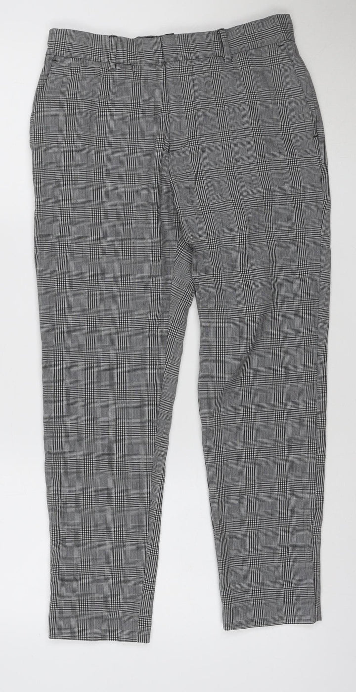 New Look Men's Grey Check Slim Fit Chino Trousers Size M 30R