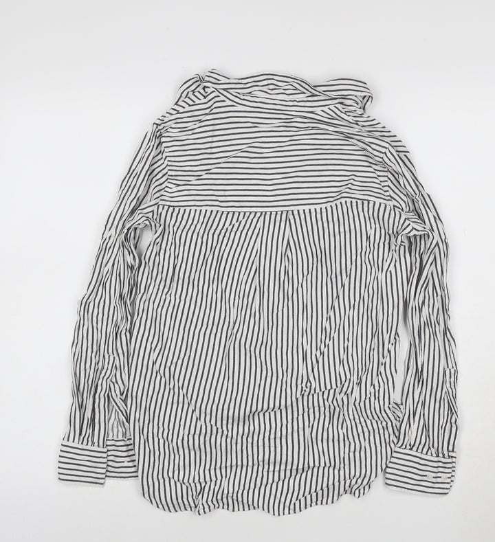 Next Women’s White Striped Cotton Button-Up Shirt Size 6