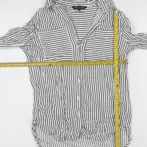 Next Women’s White Striped Cotton Button-Up Shirt Size 6