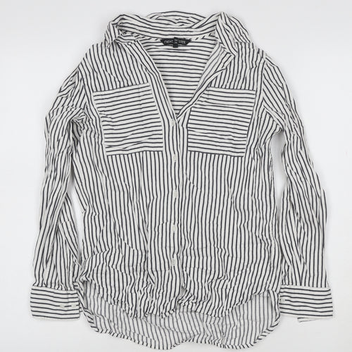 Next Women’s White Striped Cotton Button-Up Shirt Size 6