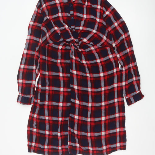 JoJo Maman Bébé Women's Red Check Shirt Dress Maternity Size M