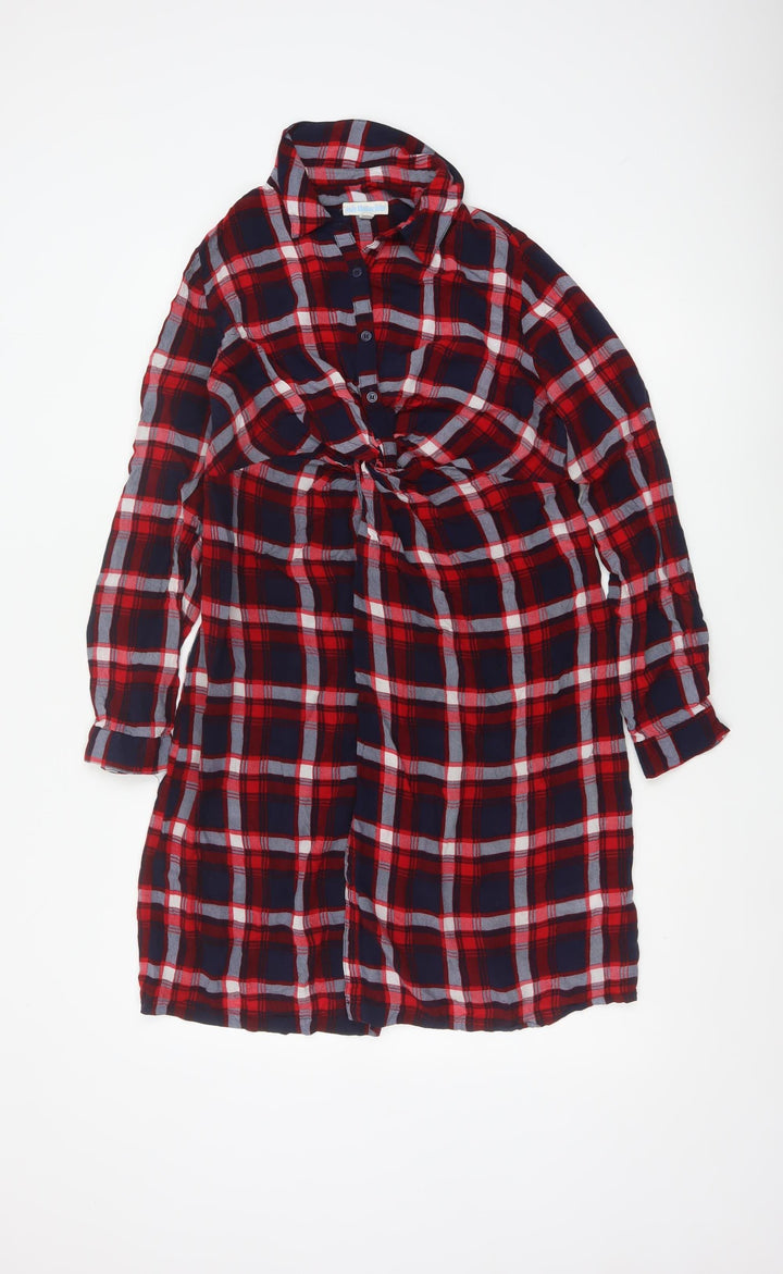 JoJo Maman Bébé Women's Red Check Shirt Dress Maternity Size M