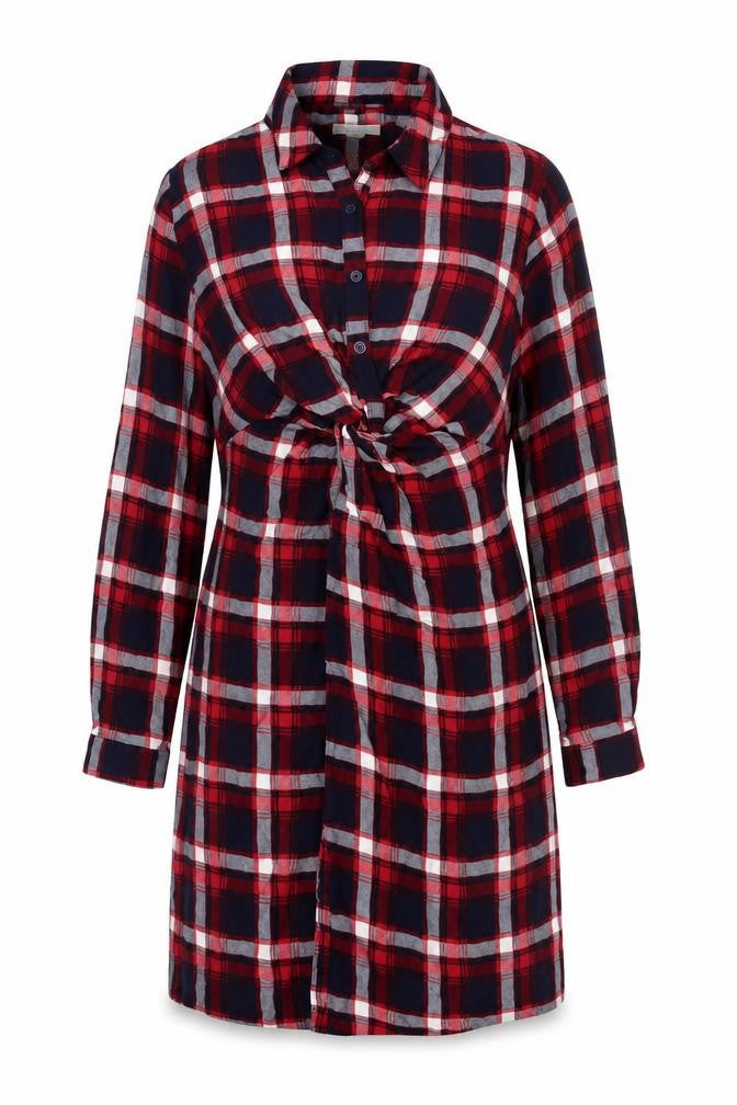 JoJo Maman Bébé Women's Red Check Shirt Dress Maternity Size M