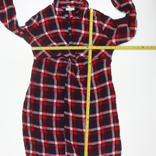 JoJo Maman Bébé Women's Red Check Shirt Dress Maternity Size M