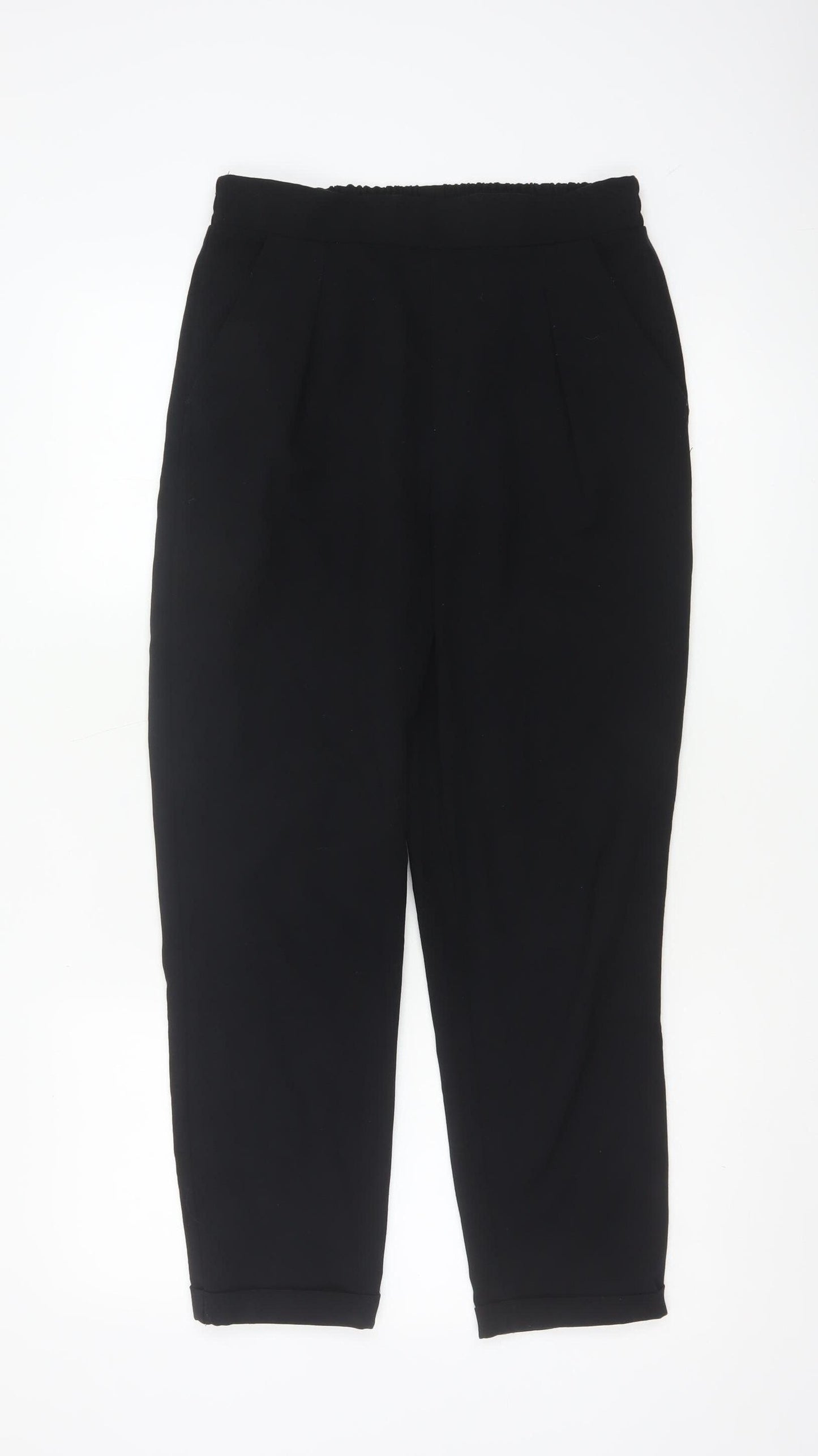 Stradivarius Women’s Black Tapered Elastic Waist Trousers Size S