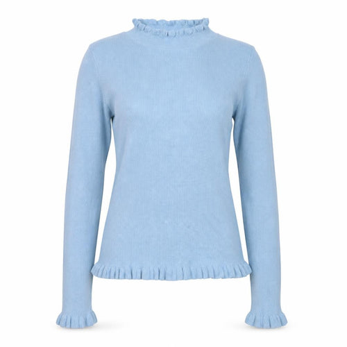 ASOS DESIGN Women's Blue Mock Neck Ruffle Slim Fit Jumper Size 10