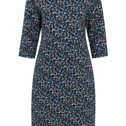 Seasalt Cornwall Women Blue Floral A-Line Petite Organic Cotton Dress UK 10
