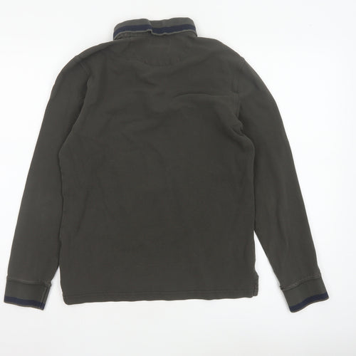 Massimo Dutti Men's Green Long Sleeve Cotton Polo Shirt Size M