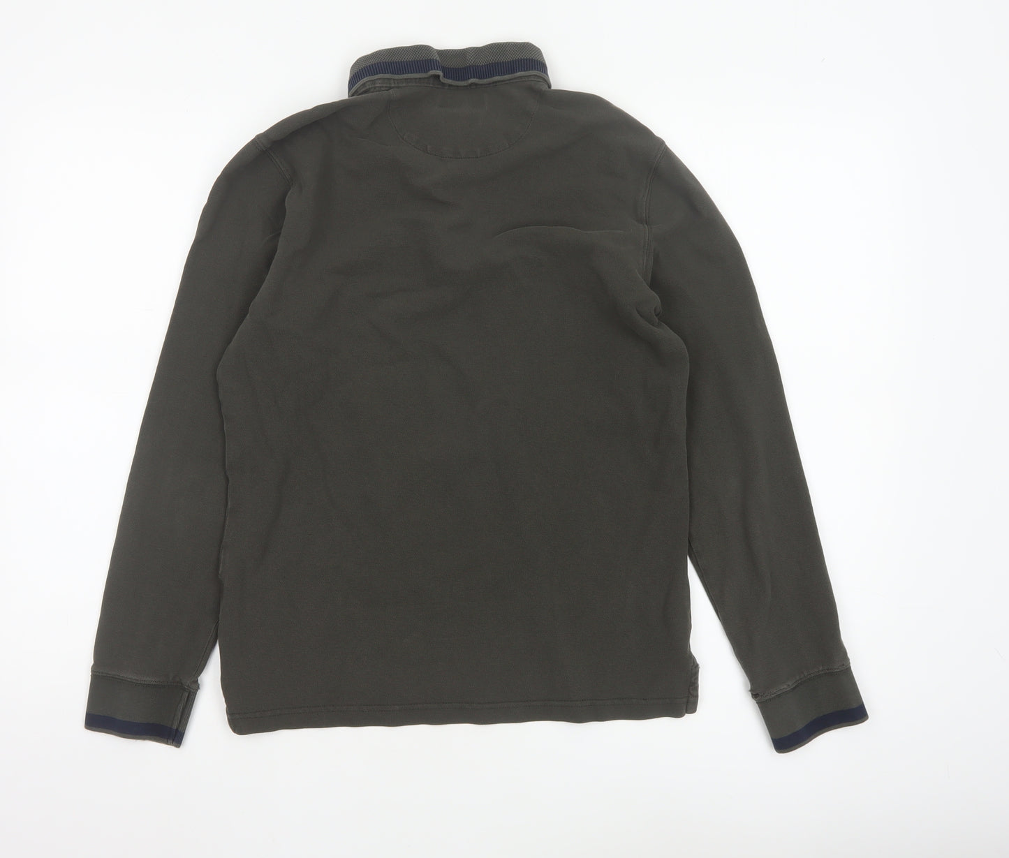 Massimo Dutti Men's Green Long Sleeve Cotton Polo Shirt Size M