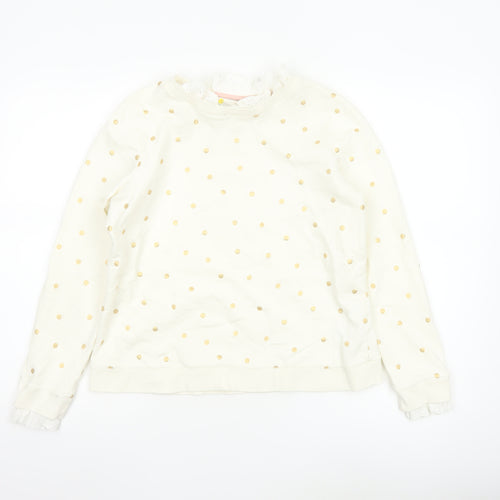 Boden Women Ivory Polka Dot Cotton Long Sleeve Blouse M