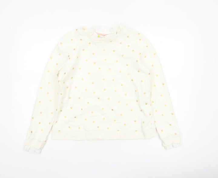Boden Women Ivory Polka Dot Cotton Long Sleeve Blouse M