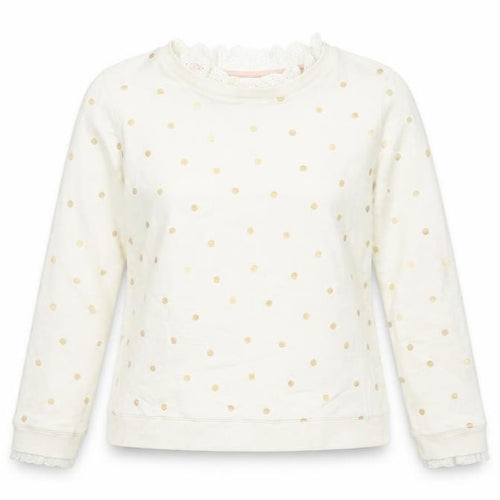 Boden Women Ivory Polka Dot Cotton Long Sleeve Blouse M